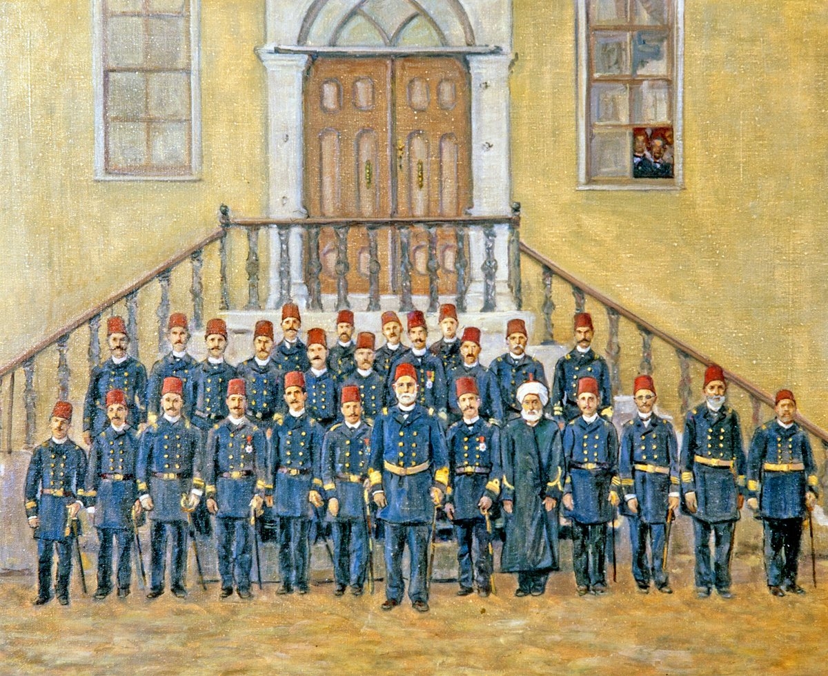 XX. yüzyıl başlarında Bahriye Mektebi’nintedris heyetini gösteren yağlı boya bir tablo(İstanbul Deniz Müzesi)