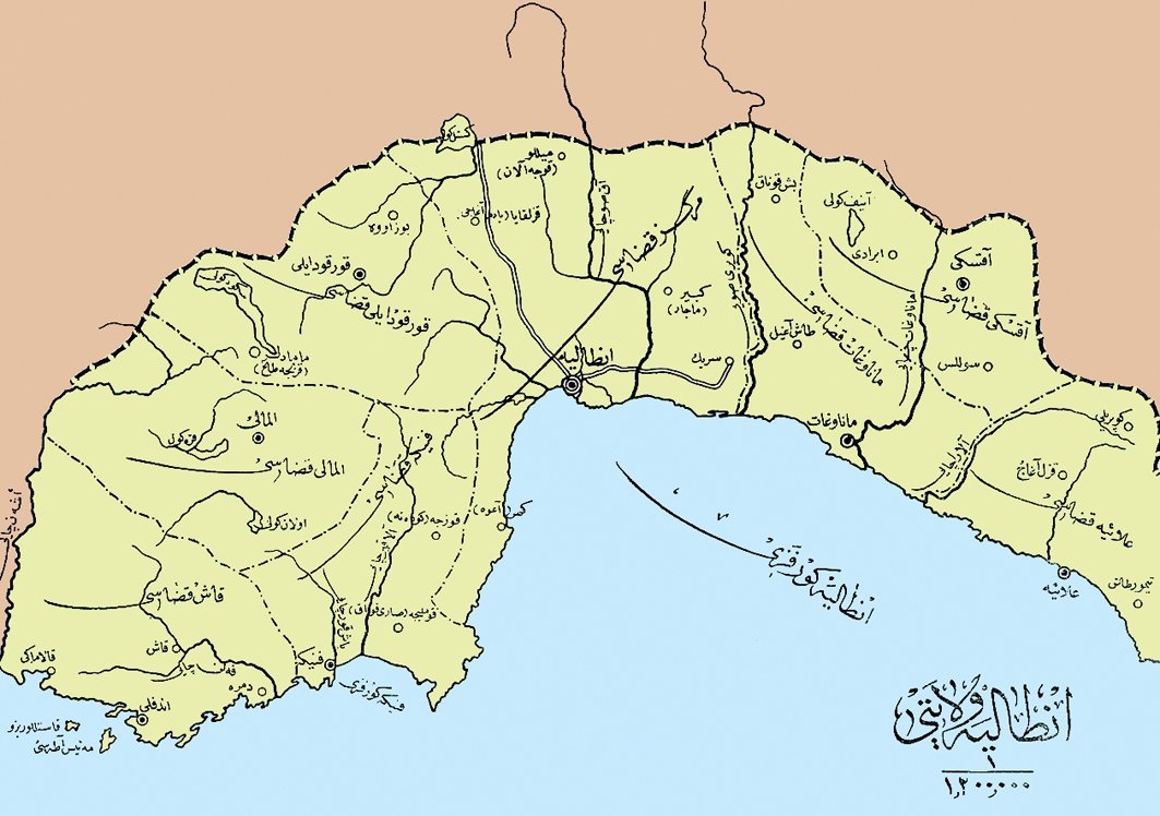 1926 yılı Türkiye Cumhuriyeti Devleti Salnâmesi’nde Teke-ili haritası