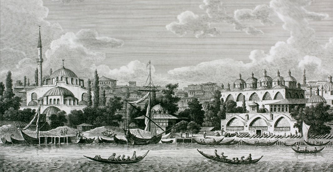 Tophane Meydanı ve top dökümhânesini gösteren bir gravür (Comte de Choiseul-Gouffier, Voyage pittoresque de la Grèce, Paris 1782-1822, II, lv. 95)