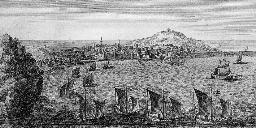 XVIII. yüzyılın başlarında Sinop’u gösteren bir gravür (Tournefort, Relation d’un voyage du Levant, Paris 1717, II, 203)