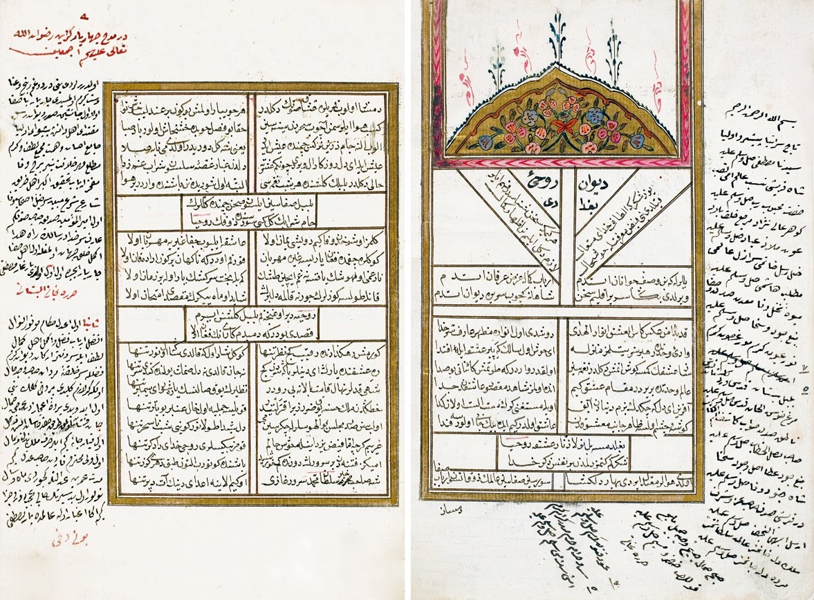 Rûhî-yi Bağdâdî divanının ilk iki sayfası(Süleymaniye Ktp., Nâfiz Paşa, nr. 902)