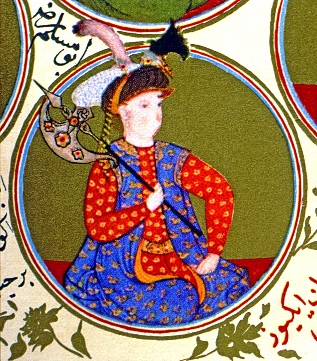 Ebû Müslim-i Horasânî’yi tasvir eden bir minyatür (Derviş Mehmed, Sübhatü’l-ahbâr, Österreichische Nationalbibliothek, Cod. AF, nr. 50, vr. 9a)