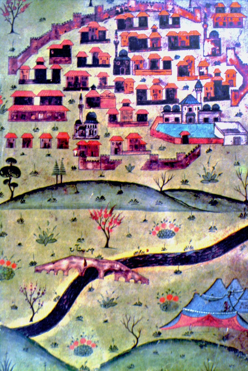 XVI. yüzyılda İzmit’i gösteren bir minyatür (Matrakçı Nasuh, Beyân-ı Menâzil-i Sefer-i Irâkeyn, İÜ Ktp., TY, nr. 5964, vr. 13b)