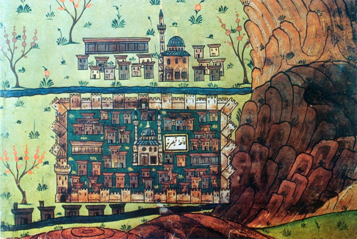 XVI. yüzyılda Kayseri Kalesi’ni gösteren bir minyatür (Matrakçı Nasuh, Beyân-ı Menâzil-i Sefer-i Irâkeyn, İÜ Ktp., TY, nr. 5964, vr. 18b’den detay)