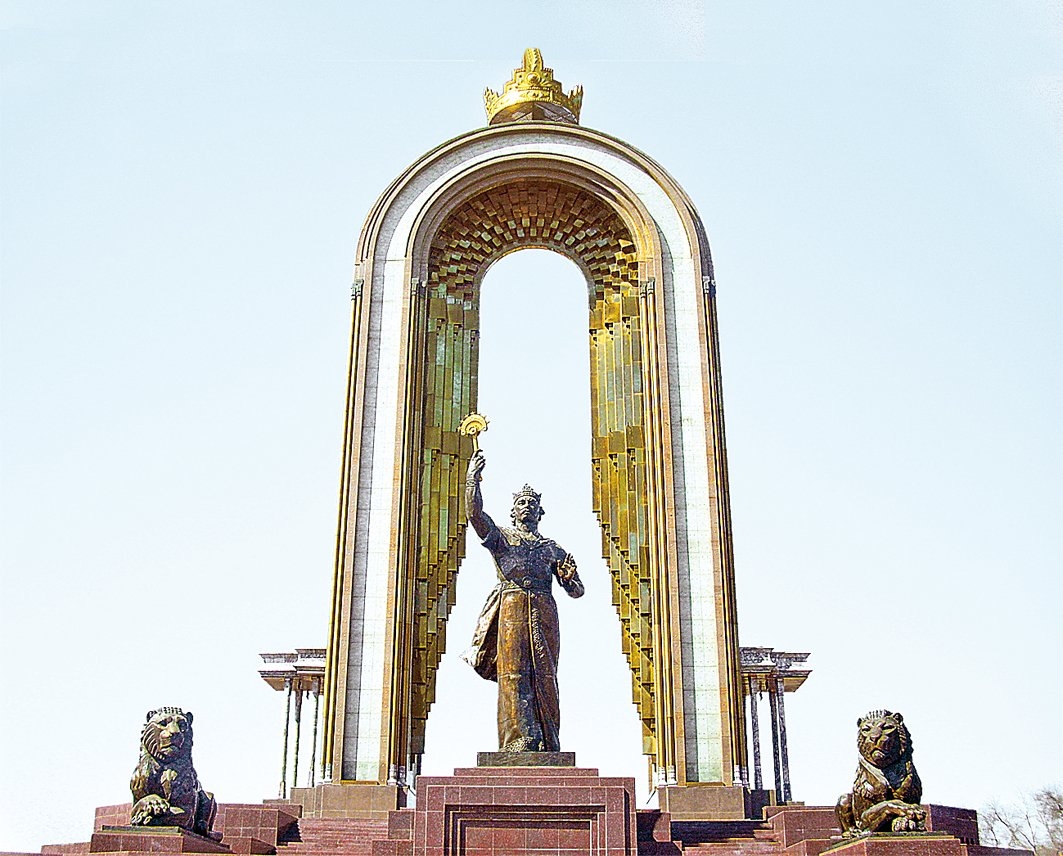 Tacikistan’ın başşehri Duşanbe’de, Tacikler’in kurucu lideri İsmâil Sâmânî adına dikilen anıt