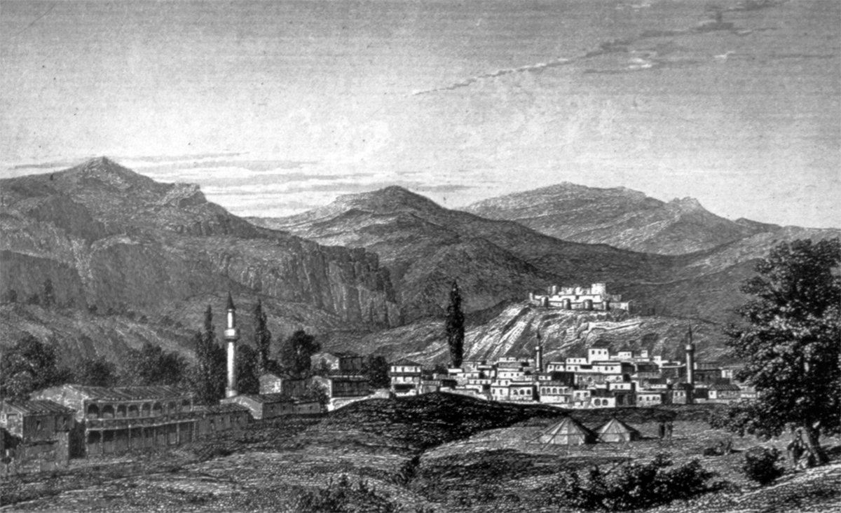 XIX. yüzyılın ortalarında Kütahya’yı gösteren bir gravür (Charles Texier, Description de l’Asie Mineure, Paris 1849, lv. 46)