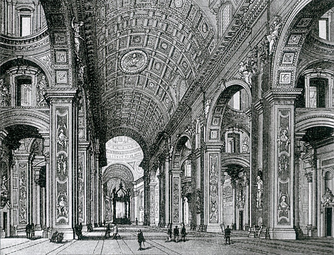 Roma’daki San Pietro Kilisesi’nde (1546) ana koridoru örten tonoz