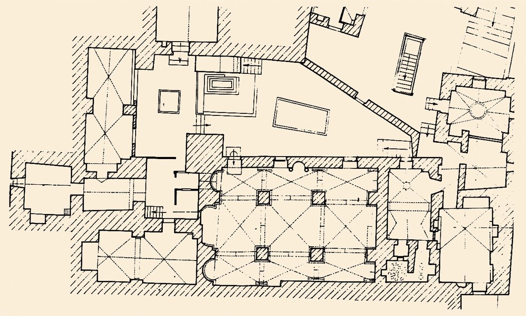 Kudüs Mevlevîhânesi’nin gotik bir kiliseden çevrilmiş olan semâhânesinin planı