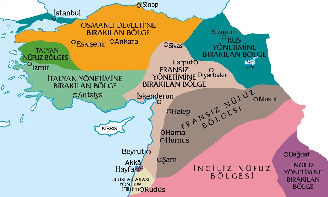 Gizli antlaşmalara göreAnadolu ve Ortadoğu’nun taksimi