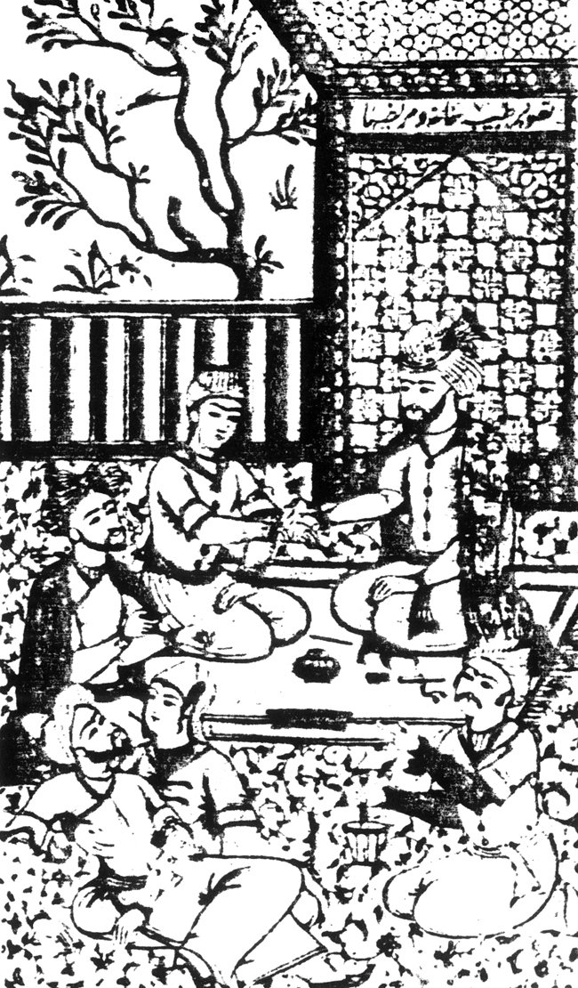 Bir İslâm bîmâristanında hastalarıntedavi edilişini gösteren bir minyatür(Haydarâbâd Sâlâr Jang Müzesi)