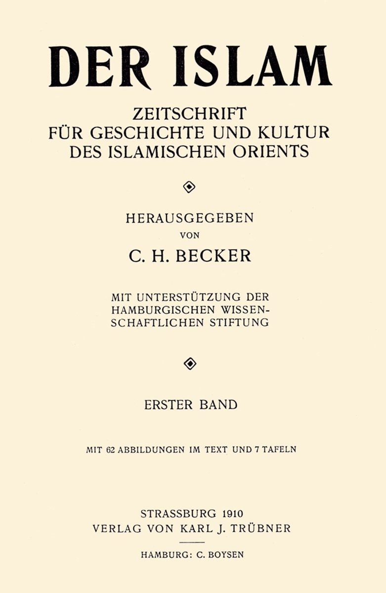 Der Islam’ın ilk sayısının iç kapağı