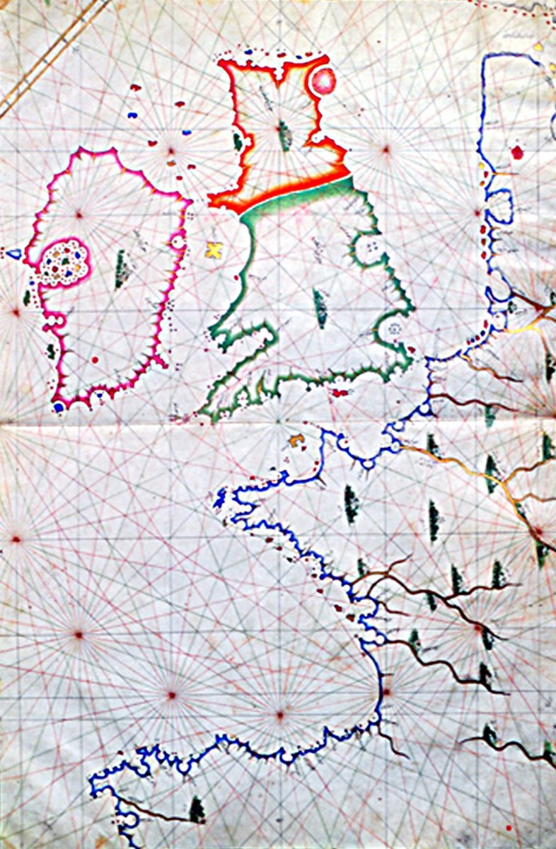 Ali Macar Reis’in Atlas’ında Batı Avrupa’yı veİngiliz adalarını gösteren harita(TSMK, Hazine, nr. 644, vr. 5b-6a)