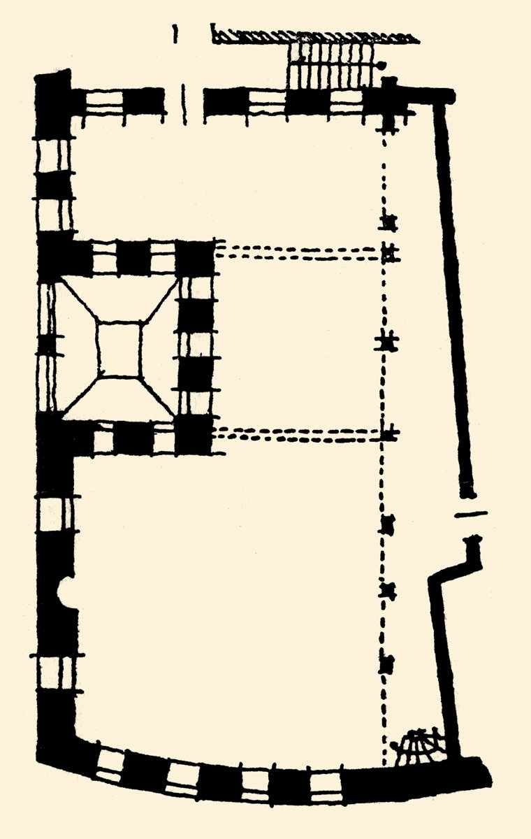 Aydınoğlu Tekkesi semâhânesinin plan-krokisi (İstanbul Ansiklopedisi, III, 1522)