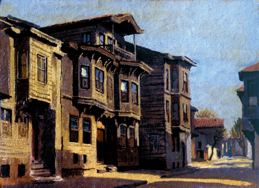 Ahmet Süheyl Ünver’in ahşap evleri tasvir eden sulu boya bir çalışması