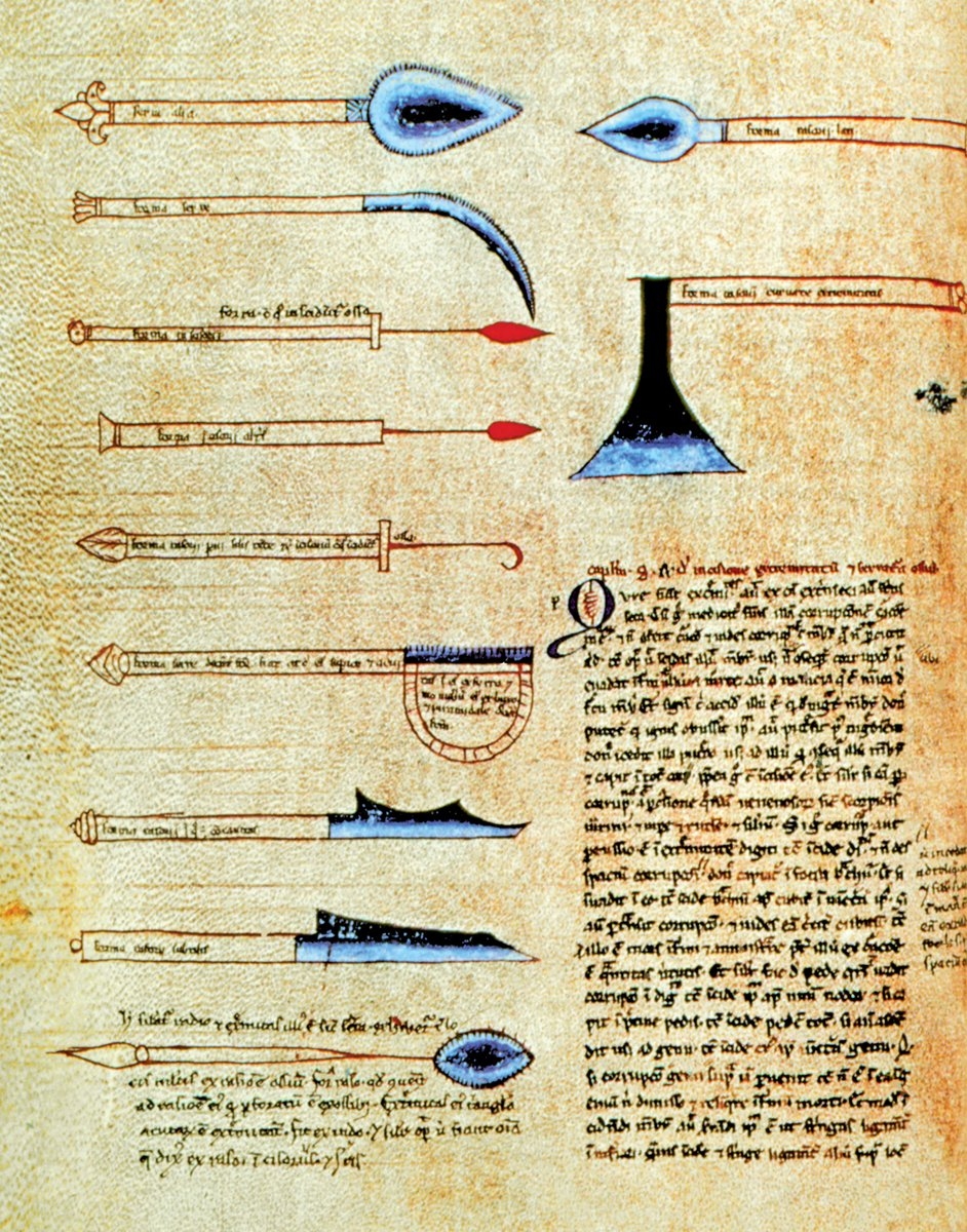 Ortaçağ Avrupa cerrahîsinde kullanılan bazı aletler (Zehrâvî’nin, Kitâbü’t-Taṣrîf’inin Latince tercümesinden: Aramco World, XXXIII-3 [1982], s. 24)