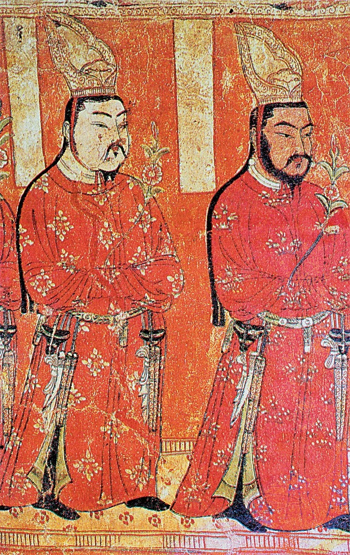 Bezeklik’te Uygur asilzâdelerinin tasvir edildiği duvar resmi (Berlin Staatliche Museen)