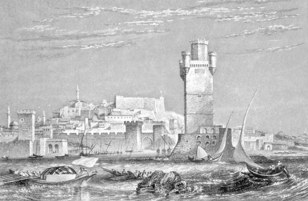 XIX. yüzyılın ortasında Rodos’u tasvir eden J. M. V. Turner’in bir gravürü