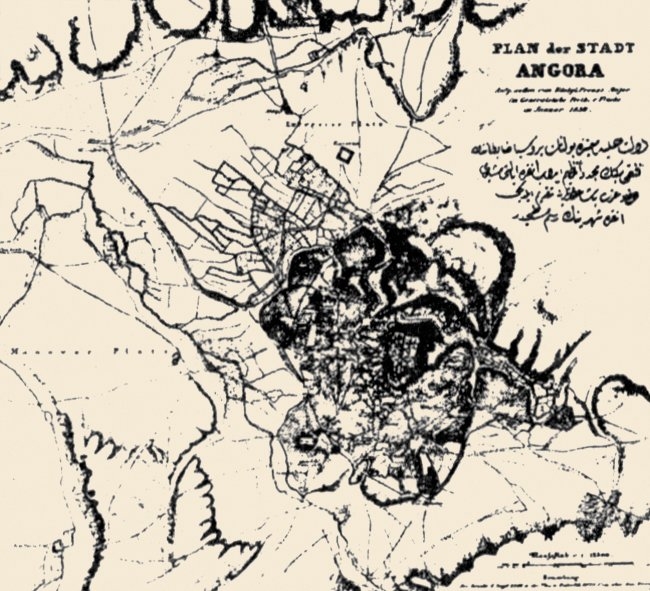Osmanlı Devleti hizmetinde bulunan Binbaşı Von Vincke’nin 1838’de hazırladığı Ankara planı
