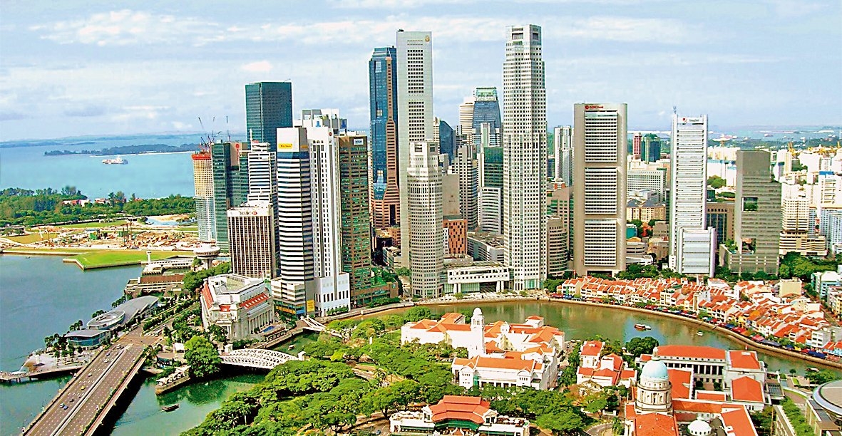 Modern Singapur şehrinden bir görünüş