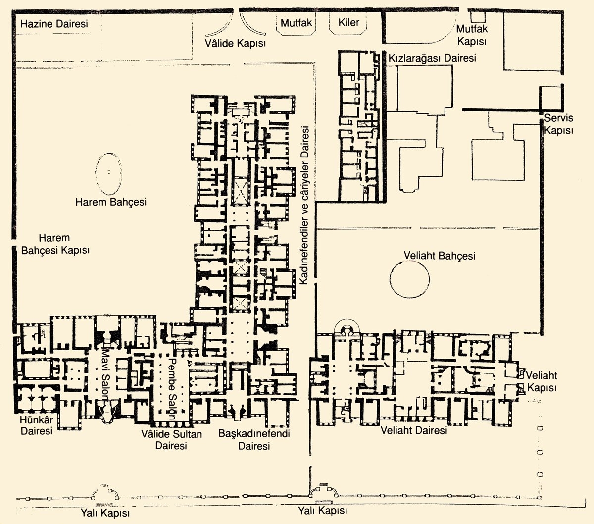 Dolmabahçe Sarayı Haremi’nin bodrum katı planı