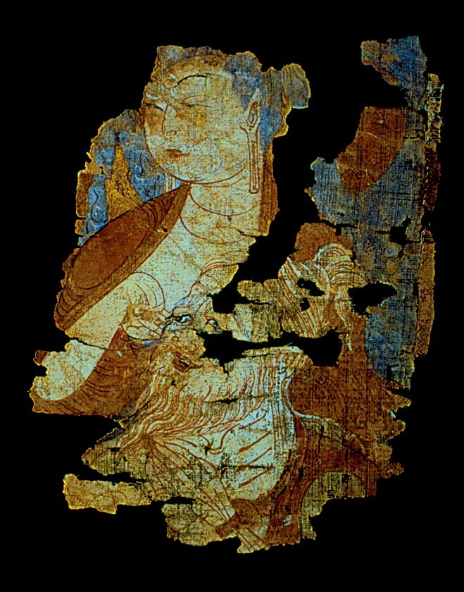 Hoço’da bulunan üzerinde Buda’nın tasvir edildiği IX. yüzyıla ait ipekli kumaş