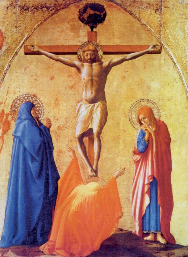 Haça gerilmiş Îsâ’yı tasvir eden Masaccio’nun yağlı boya bir tablosu (Napoli Capodimonte Müzesi)