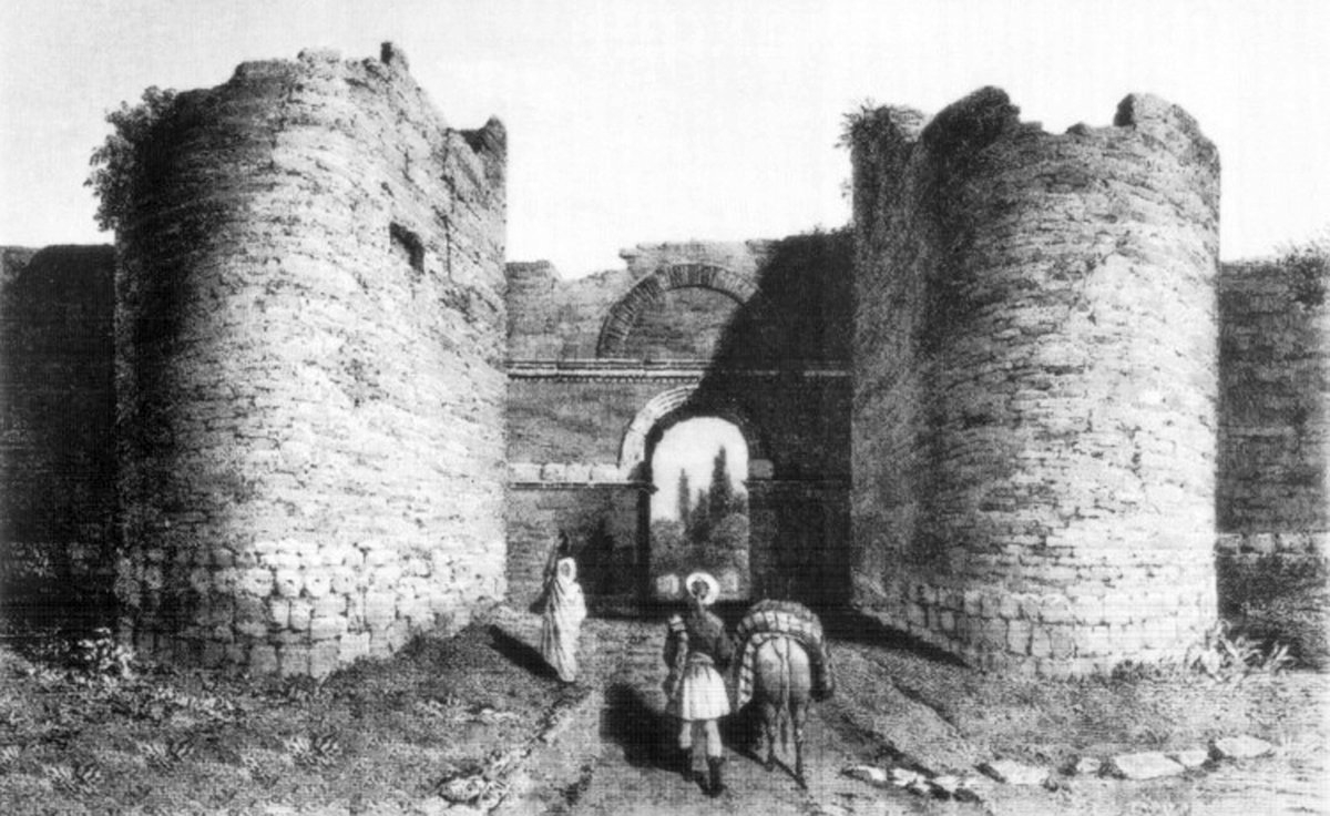 Yenişehir kapısının XIX. yüzyılın ilk yarısında yapılan gravürü (Ch. Texier, Description de l’Asia Minor,Paris 1839, lv. VII)