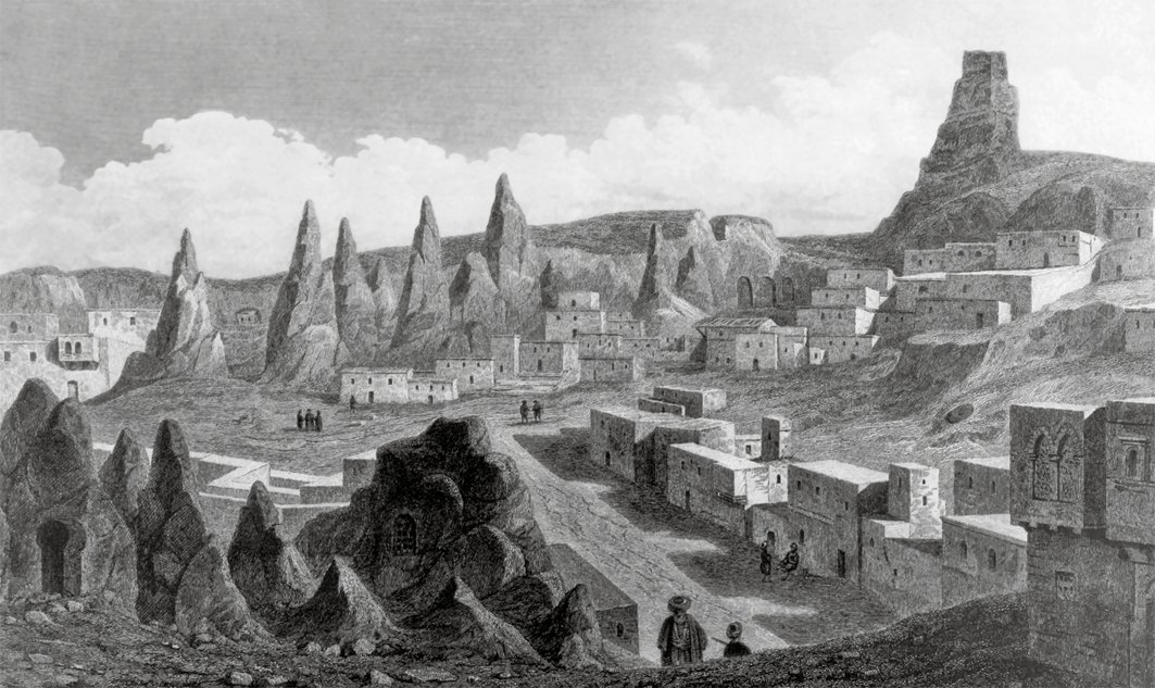 XIX. yüzyılın ortalarında Ürgüp’ü gösteren bir gravür (Charles Texier, Asie mineure, Paris 1862, lv. 55)