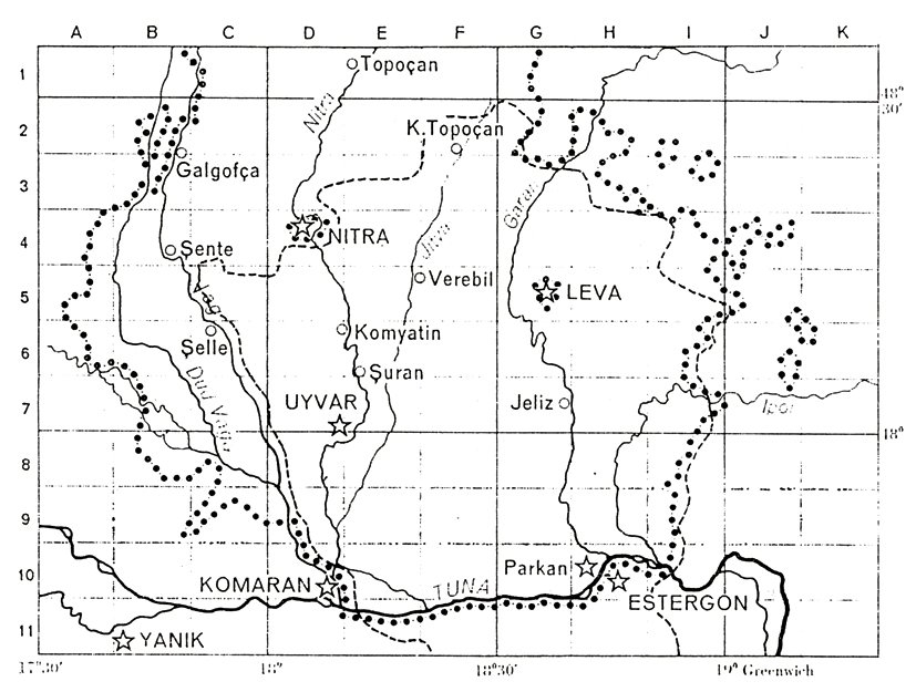1664 yılında Uyvar eyaletinin haritası