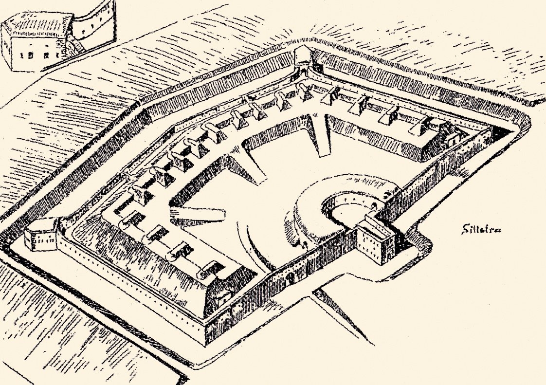 Silistre’de Mecidiye tabyasını gösteren Helmuth Pflüger – M. Kiel’in hazırladığı bir çizim