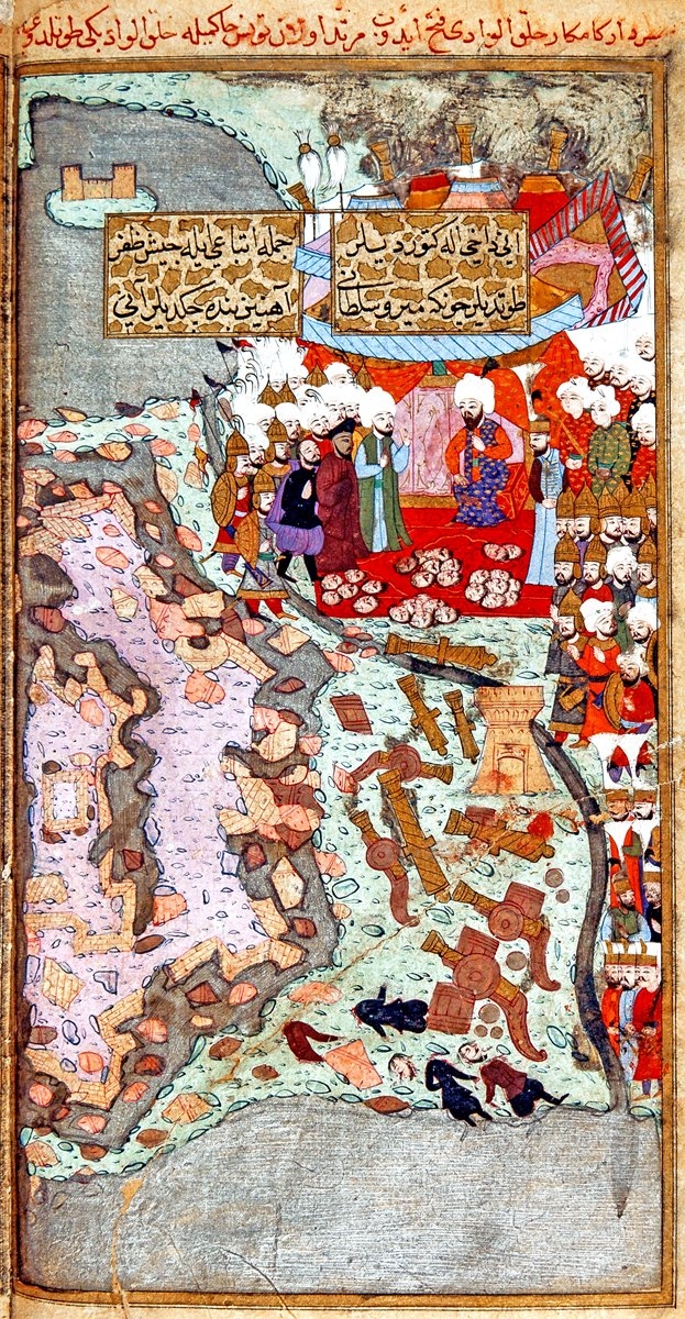 Koca Sinan Paşa’nın Halkulvâdî’yi fethini ve Tunus hâkimi ile beyinin esir alınışını gösteren bir minyatür (Târih-i Feth-i Yemen, İÜ Ktp., TY, nr. 6045, vr. 621b)