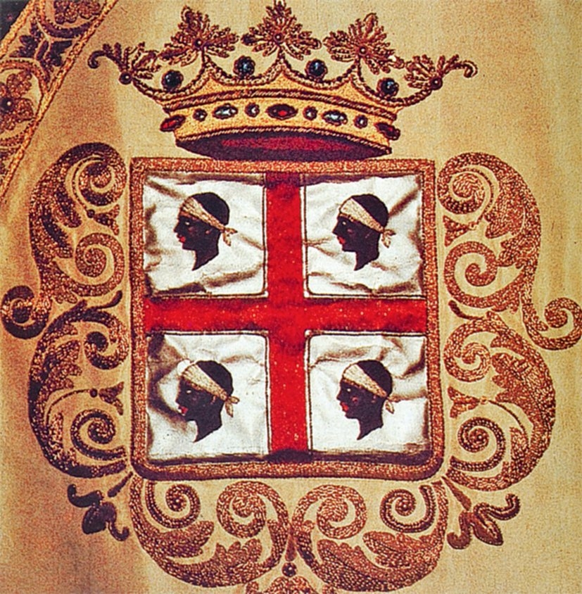 Sardinya Krallığı’nın dört mori (Afrikalı Arap) içeren arması