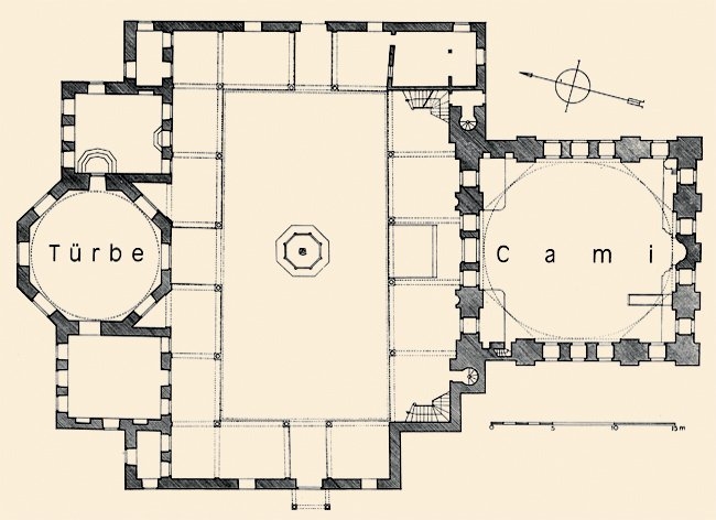 Emîr Sultan Camii ve Türbesi’nin planı