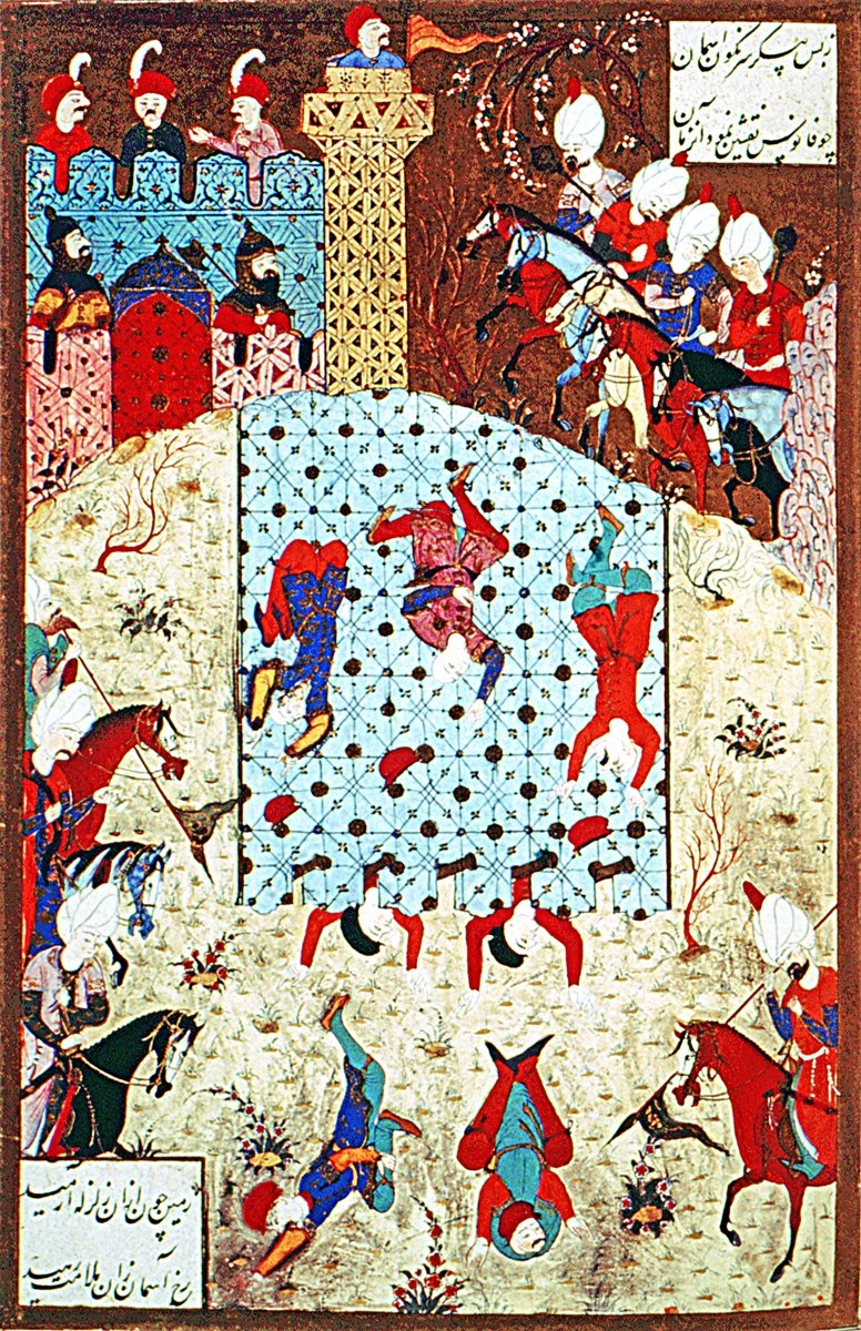 Budin Kalesi’nin kuşatılmasını tasvir eden bir minyatür (Süleymannâme, TSMK, Hazine, nr. 1517, vr. 282a)