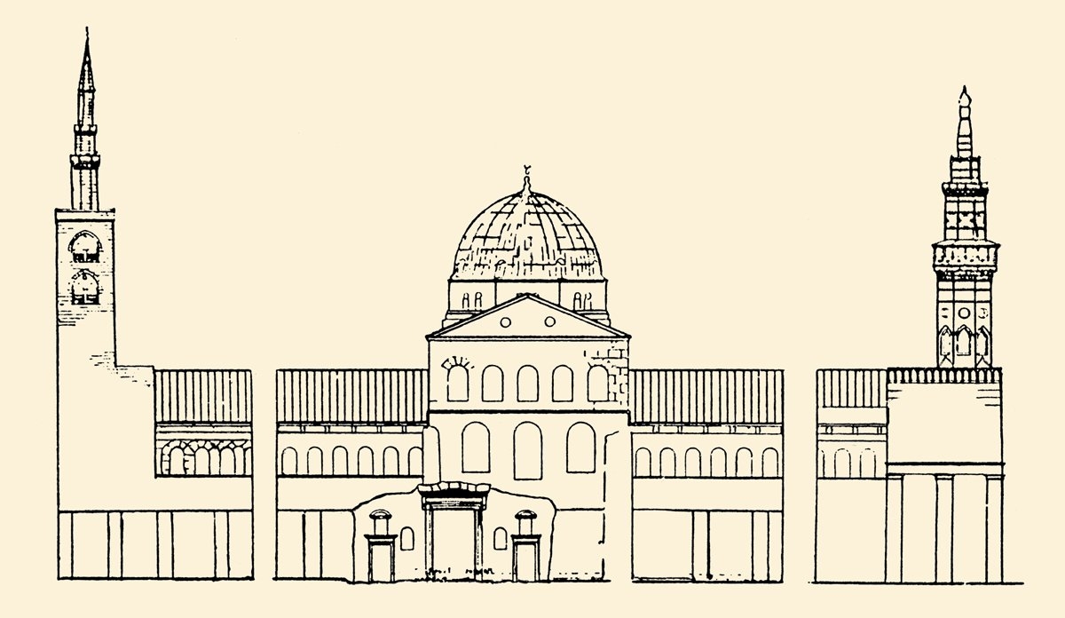 Emeviyye Camii’nin enine çizimi