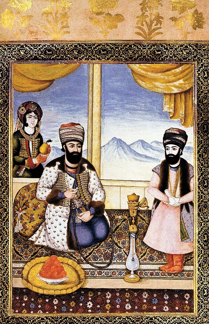Zend Ali Murad Han’ı tahtında tasvir eden bir minyatür (Berlin Museum für Islamische Kunst, nr. B. 125)