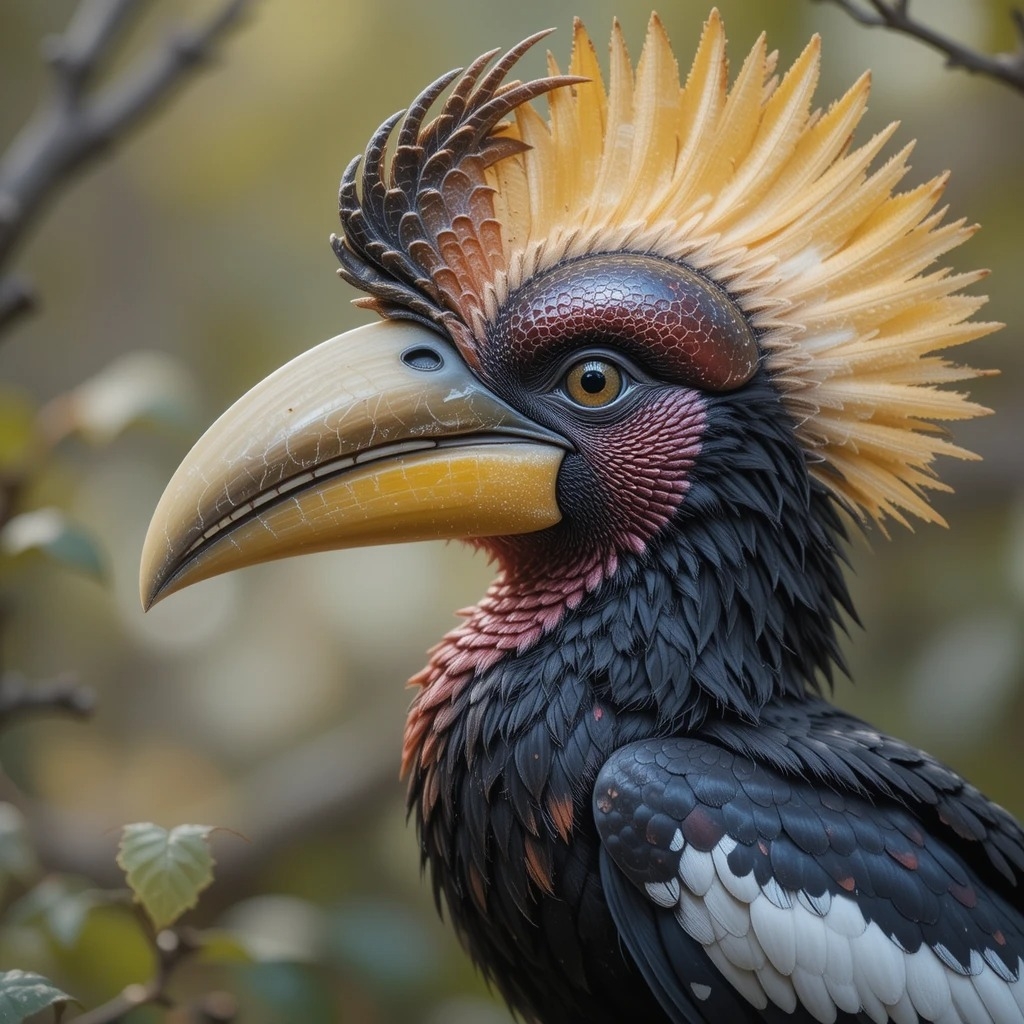 Helmeted Hornbill (Rhinoplax vigil) 