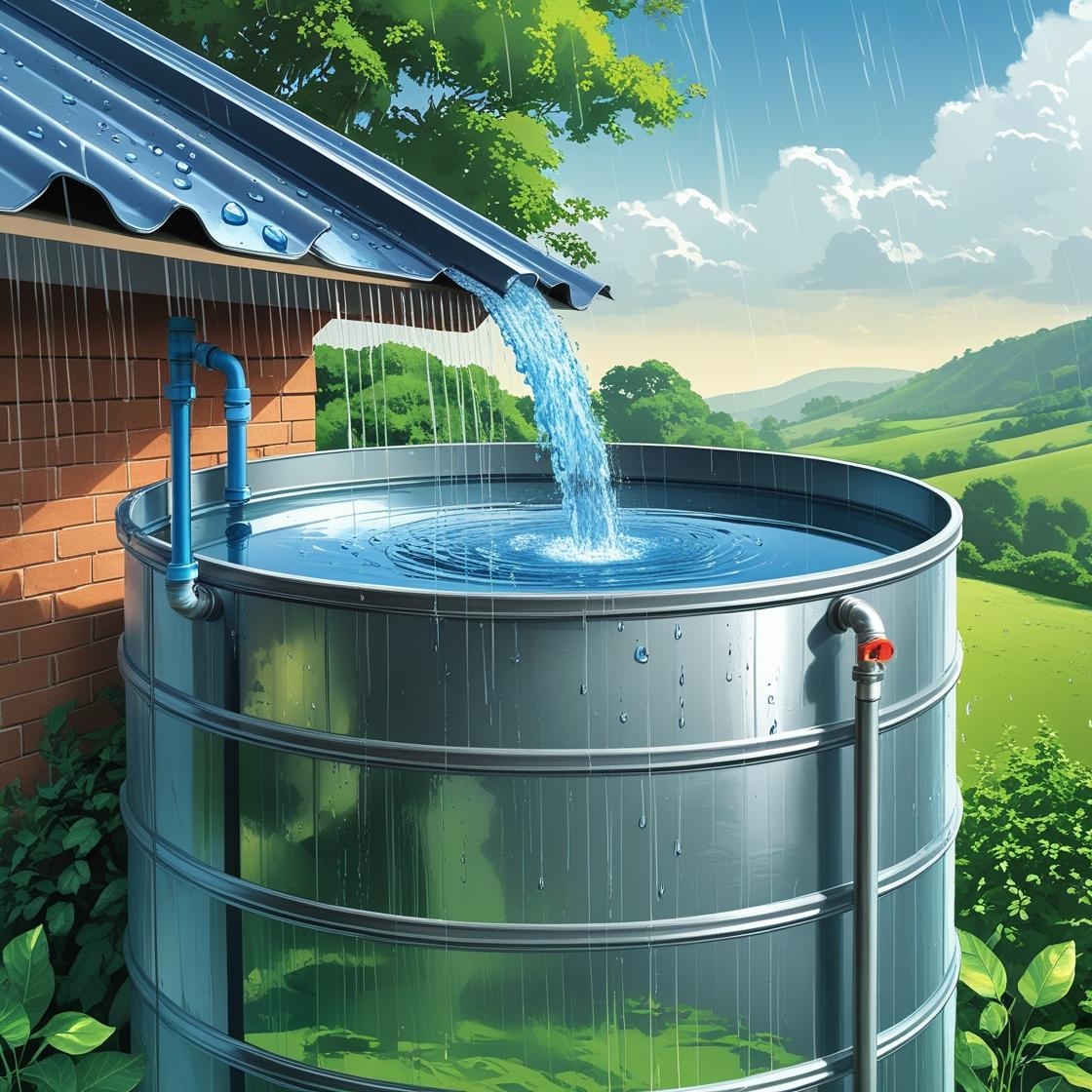 Rainwater harvesting (RWH) is the collection and storage of rain, rather than allowing it to run off. Rainwater is collected from a roof-like surface and redirected to a tank, cistern, deep pit (well, shaft, or borehole), aquifer, or a  (1).jpg