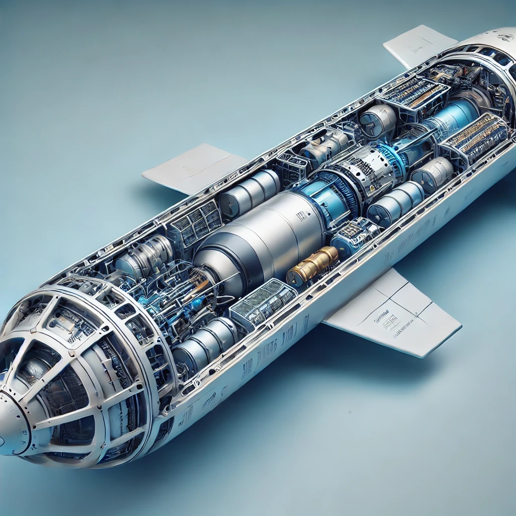DALL·E 2025-11-01 11.46.01 - A clean, realistic cutaway diagram of the Poseidon nuclear-powered underwater drone (nuclear torpedo), showing internal components such as the nuclear.webp