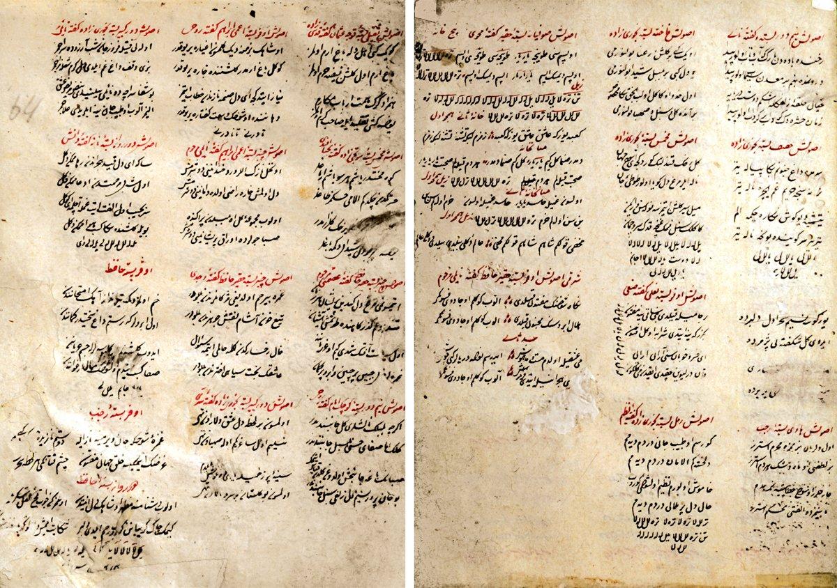 Hâfız Post’un mecmuasından iki sayfa (TSMK, Revan Köşkü, nr. 1724, vr. 25b, 64a)