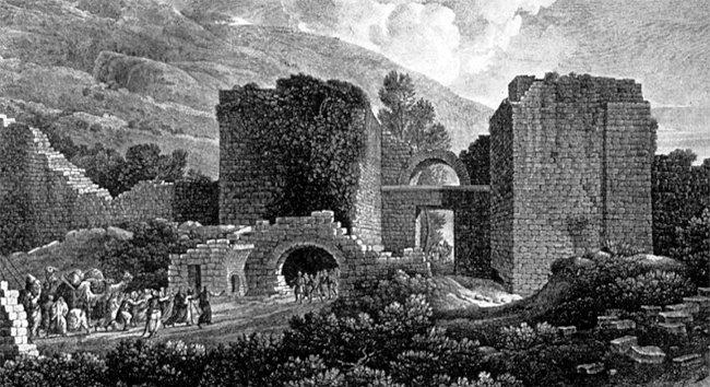 Halep Kapısı’nın sur dışından görünüşü (L. F. Cassas, Voyage pittoresque de la Syrie et de la Basse-Egypte, Pen 1799, tablo 5)