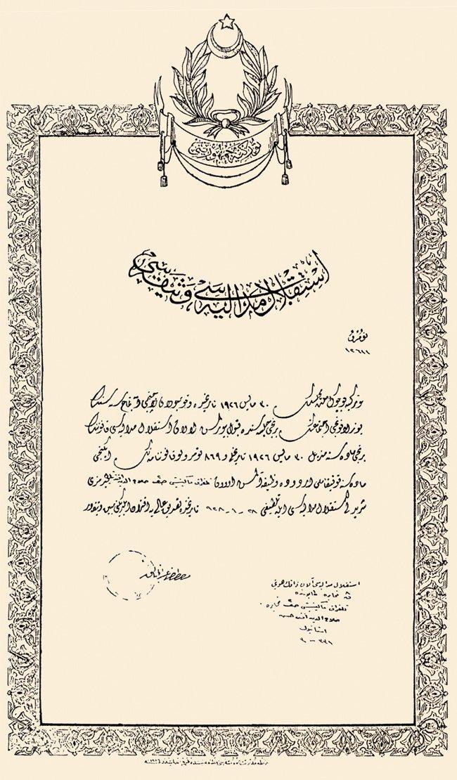 Selâhattin Gürer’in oğlu Erdoğan Gürer tarafından muhafaza edilen İstiklâl madalyası vesikası