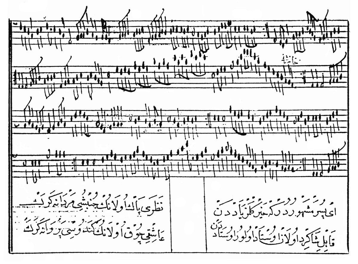 Mecmûa-i Sâz u Söz’den bir eserin notası (British Museum, Sloane, nr. 3114, s. 45)