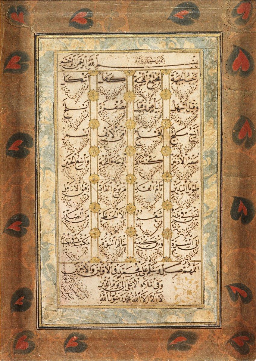 Hâfız Osman’ın nesih hattıyla Türkçe meâlli olarak tertiplediği 1079 (1668-69) tarihliilk hilye denemelerinden biri(Cengiz Çetindoğan koleksiyonu)
