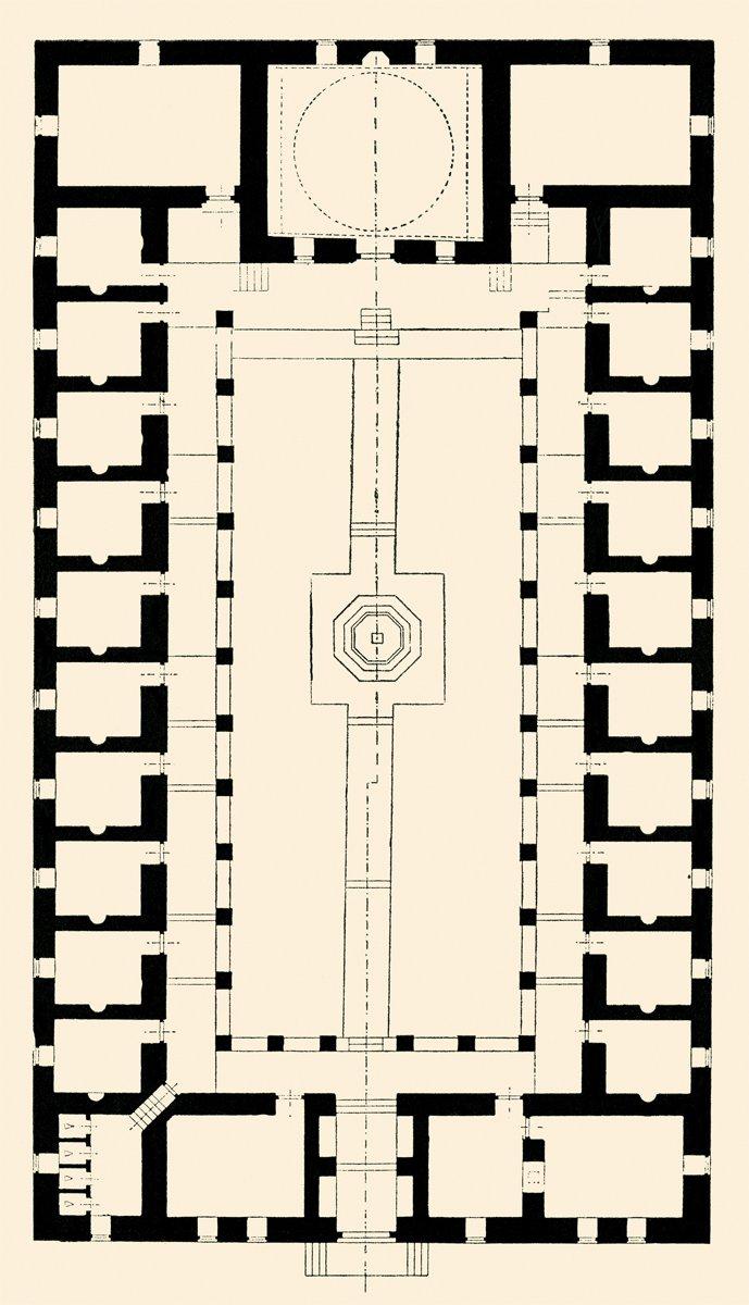 Yıldırım Bayezid Dârüşşifâsı’nın planı(Sedat Çetintaş, Türk Mimari Anıtları, lv. 48/I)