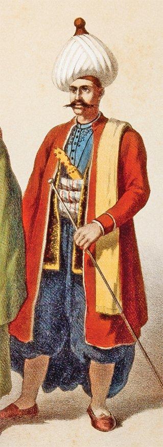 Kuloğlu başçuhadarı (Ârif Mehmed Paşa, Mecmûa-i Tesâvîr-i Osmâniyye, İstanbul 1279, lv. XV-69)
