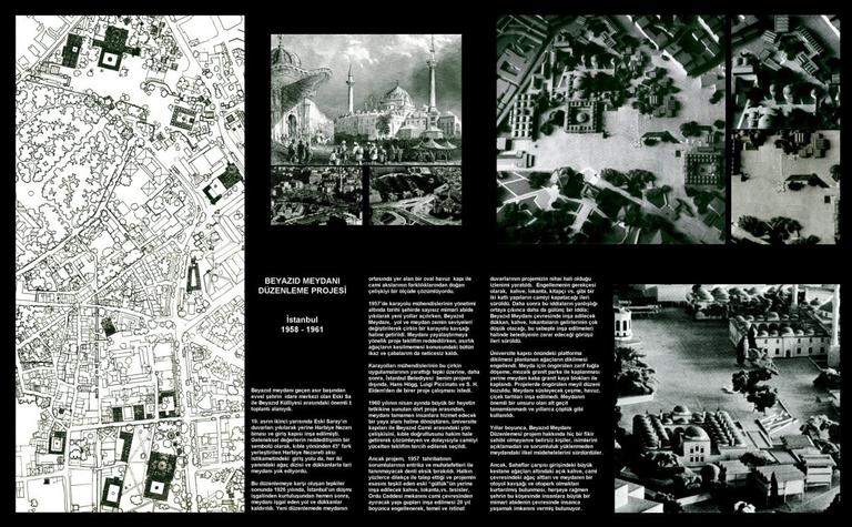 Turgut Cansever’in 1958-1961 yıllarında tasarladığıve bir kısmı uygulananBeyazıt Meydanı Düzenleme Projesi(Emine – Mehmet Öğün fotoğraf arşivi)