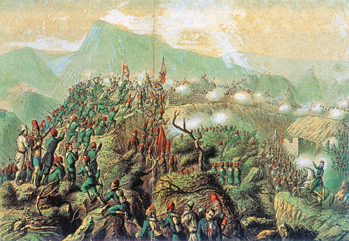 1278 (1861-62) Karadağ isyanında Abdi Paşa kuvvetlerinin yaptığı savaşı tasvir eden bir resim(İÜ Ktp., Albüm, nr. 91207)