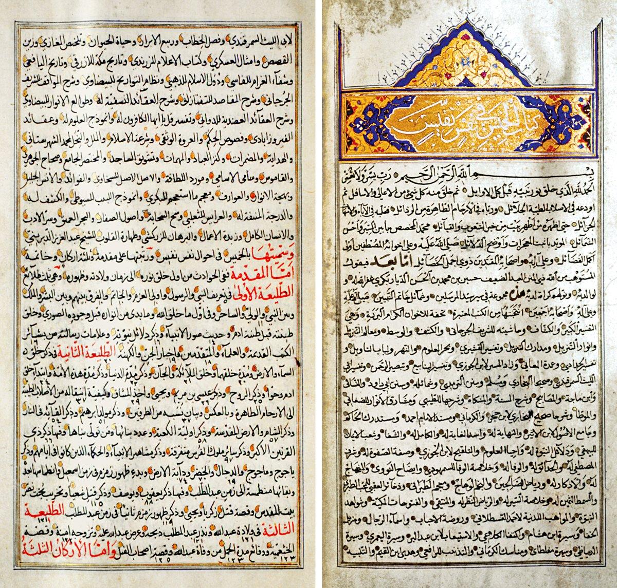 Diyarbekrî’nin Târîḫu’l-ḫamîs fî aḥvâlienfesi nefîs adlı eserinin ilk iki sayfası(Süleymaniye Ktp., Damad İbrâhim Paşa, nr. 898)