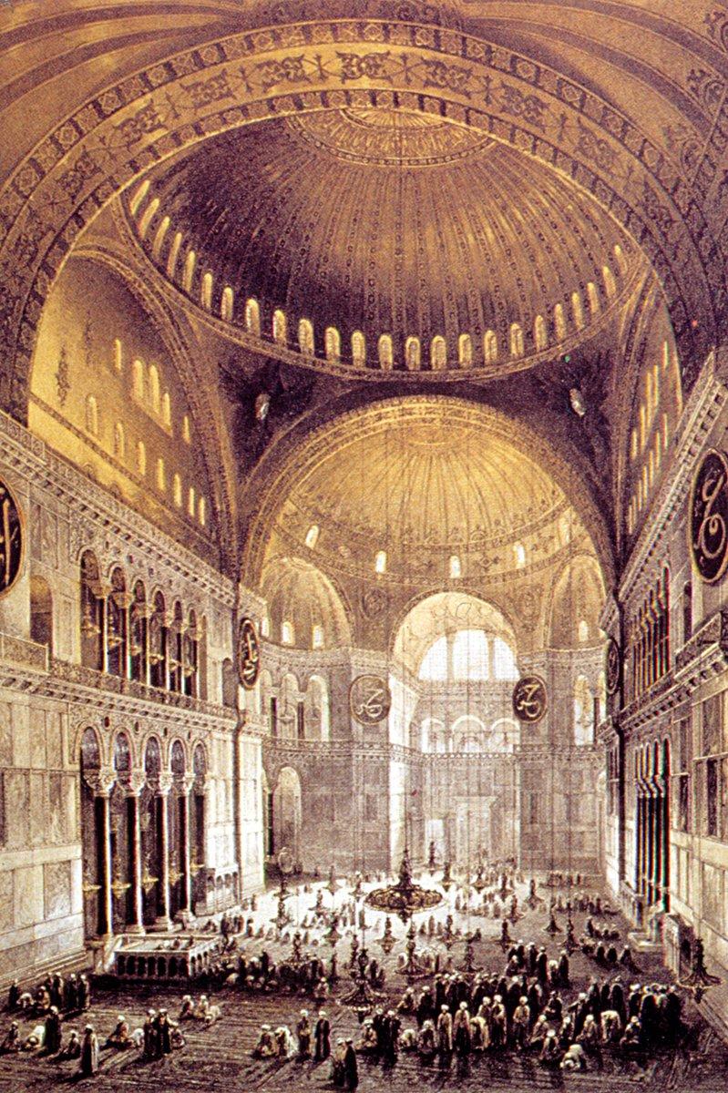 Fossati’nin albümünde Ayasofya’nın tamirden hemen sonraki halini gösteren bir gravür (Aya Sofia Constantinople, Tablo 4)